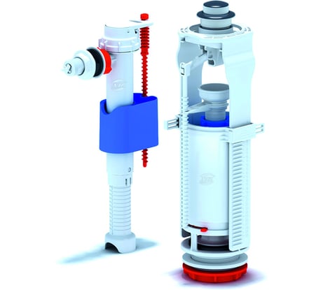 Арматура для бачка АНИ Пласт набор с боковой подводкой 1/2", хромированная кноп, 1 реж., универ WC8010C 023-1950