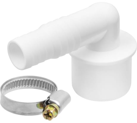 Угловой штуцер VIVALDO с хомутом для сливного шланга стиральных машин d40 - 19x22 мм  ШГ773207