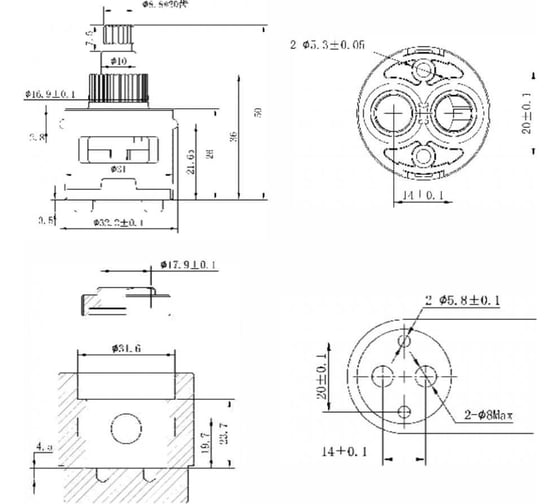 Картридж-дивертор для смесителя AV Engineering D31, тип F AVSSS-096