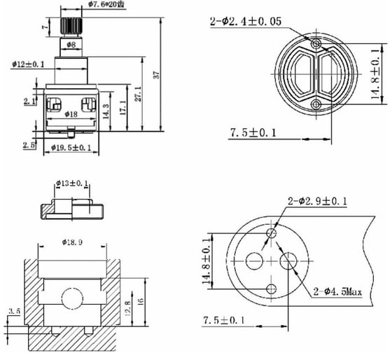 Картридж-дивертор для смесителя AV Engineering D18, тип E AVSSS-093