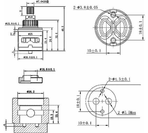 Картридж-дивертор для смесителя AV Engineering D25, тип E AVSSS-095
