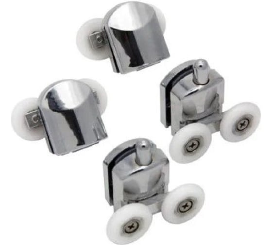 Ролики для душевой кабины GRIALE дверные, хром, двойные, комплект на 2 двери (4 верхних, 4 нижних) диаметр колеса 23 мм ZM-0835-8 1