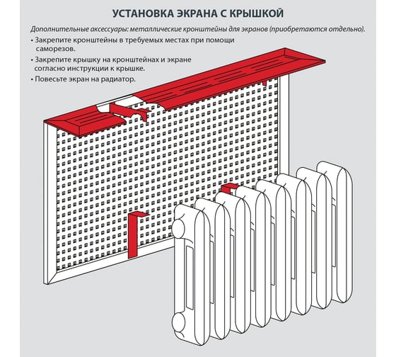 Крышка для экрана Стильный Дом 120х17 см, универсальная, белая v545752