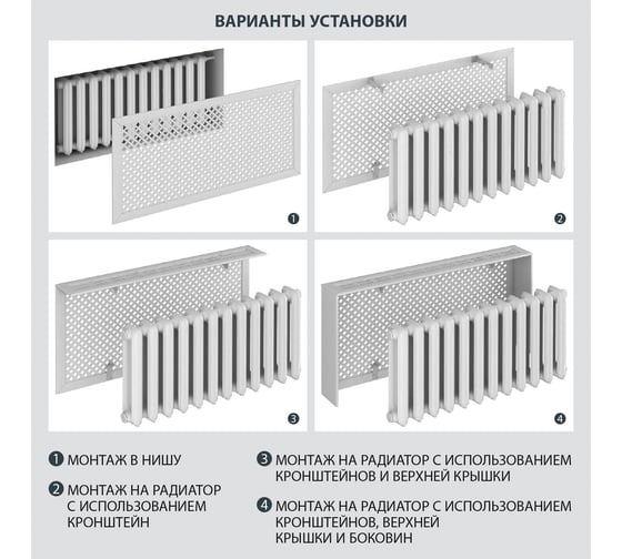 Экран для радиатора Стильный Дом Готико 120х60 см, белый v545714