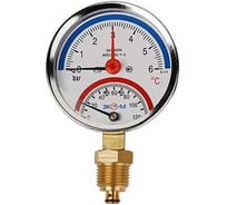 Термоманометр экомера ЭКО-М мд04-63мм, 0..6бар 0..120с, g1/4, с переходником на g1/2, МД04-63-G-6-120-РИ 31840257