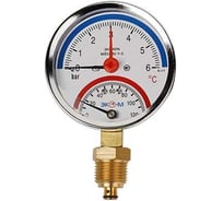 Термоманометр Экомера ЭКО-М МД04-63мм 0..6бар, 0..120С G1/4, с переходником на G1/2, осевой МД04-63-G-6-120-ОИ 31893498