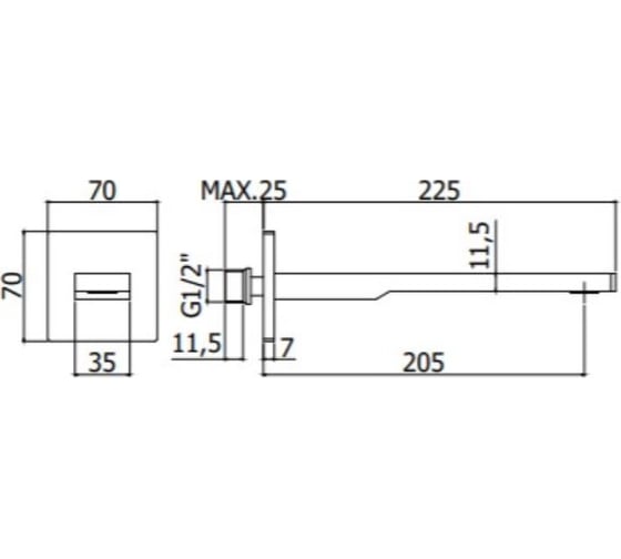 Излив из стены Paffoni LIGHT черный матовый ZBOC046NO