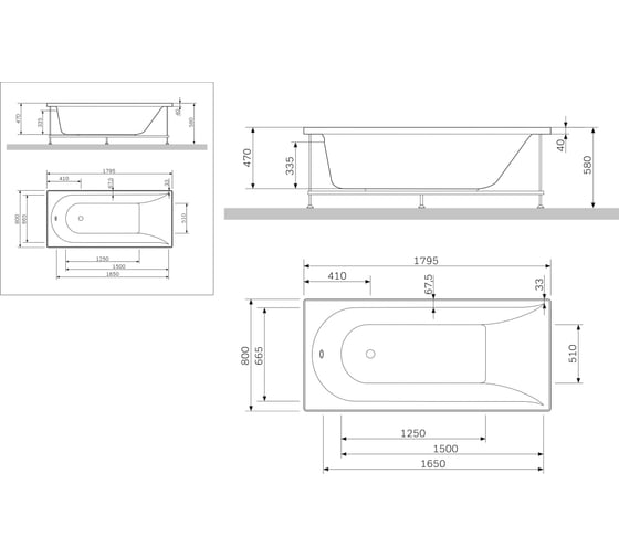 Фронтальная панель для ванны AM.PM Inspire 180х80 см W5AA-180-080W-P64