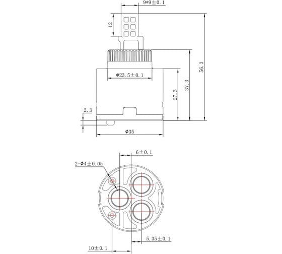 Картридж стандартный VODA низкий, 35 мм VCRT 35 LOW