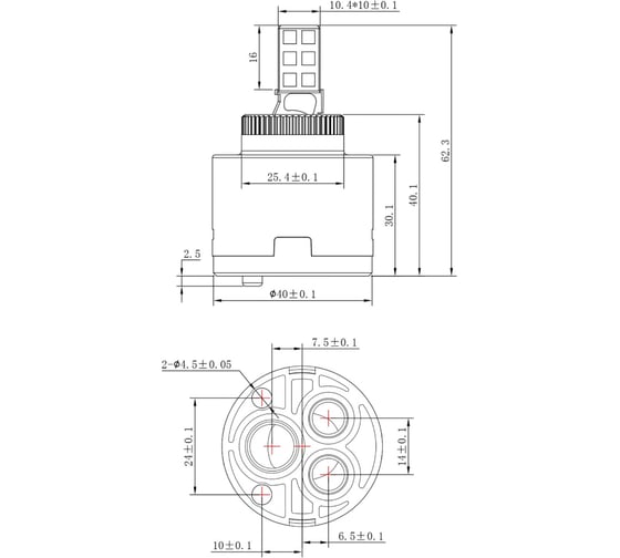 Картридж стандартный VODA низкий, 40 мм VCRT 40 LOW