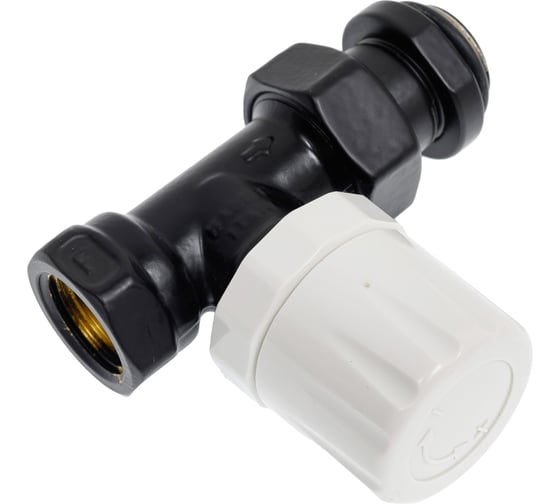 Вентиль термостатический прямой GUARDO Purmo 1/2", с американкой MTB 130 RAL 9005 Черный матовый