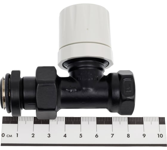 Вентиль термостатический прямой GUARDO Purmo 1/2", с американкой MTB 130 RAL 9005 Черный матовый