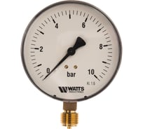 Watts Манометр радиальный F+R250 0-10 бар, корпус 100mm 1/2" 10008078