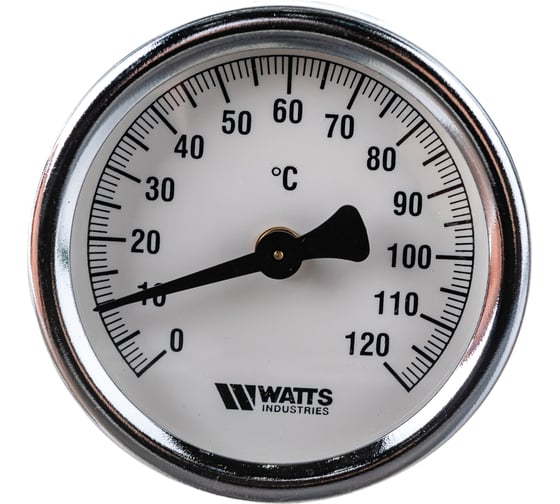 Термометр Watts F+R810 TCM биметаллический, накладной,  63mm, 0-120C 10006504