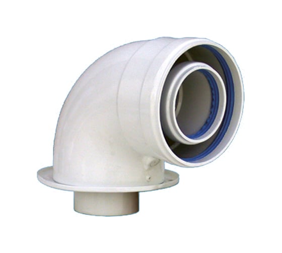 Колено коаксиальное с фланцем для котлов Газлюкс; Fondital; AEG; Mora (60/100 мм; 90 град.) Conti CCPK01B