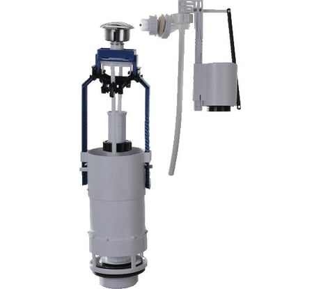 Двухуровневая арматура Псков, для бачка, кнопка d 40, боковая подводка, металлизированный, 77.56.14.3 28143