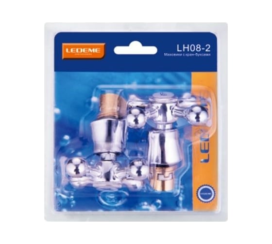 Кран-букса LEDEME 1/2, угол поворота 90°, с маховиком крест, в блистере ...