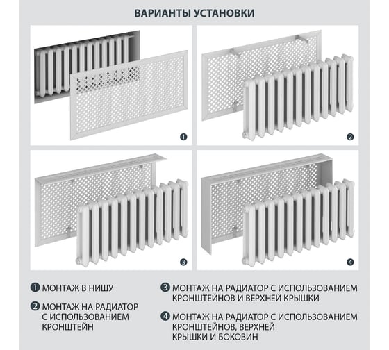 Экран для радиатора Стильный Дом DE LUXE 120x60см Глория черный v531887