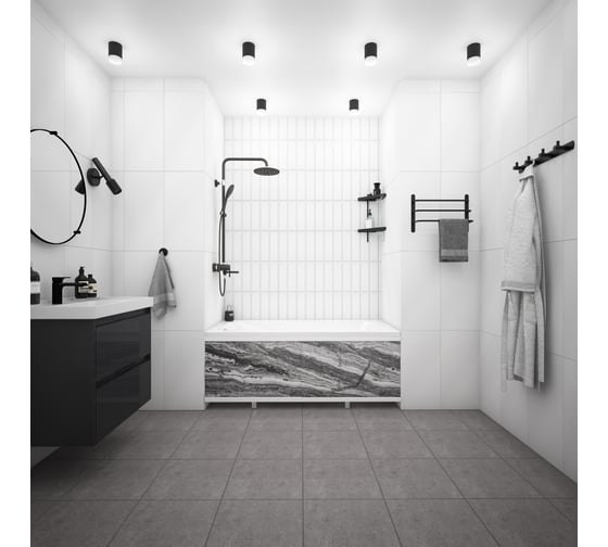 Экран под ванну Метакам Кварт черный мрамор 1,48 ЭКS_003678 4607062697276