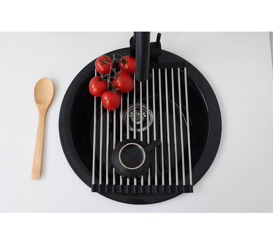 Коврик для сушки посуды (ролл-мат) Alcora гибкий 38x27 см Black silicone 3046469B