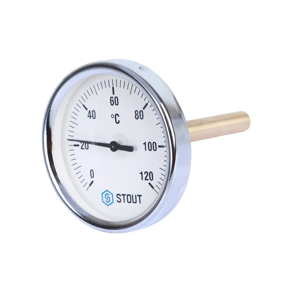 Термометр биметаллический с погружной гильзой Корпус Dn 80 мм, гильза ...