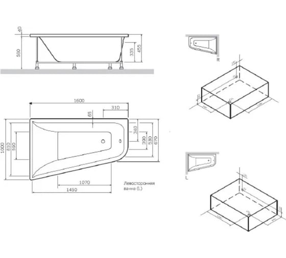 Фронтальная панель для ванны AM.PM spirit, правосторонняя W72A-160R100W-P2