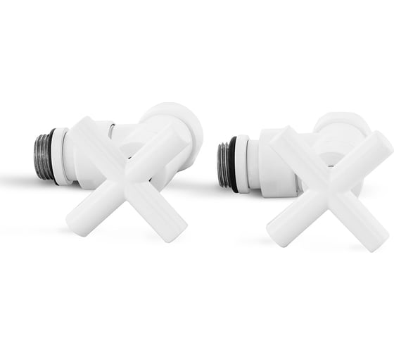 Кран-вентиль ENERGY угловой, ручка крест, 3/4"х1/2"г/ш белый матовый, пара УТ-УТ-01015