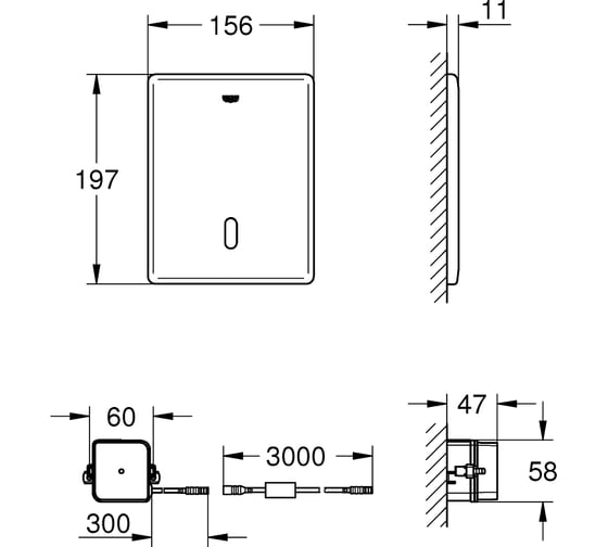 Накладная панель для инфракрасной электроники Grohe Tectron Skate 230 V, серво мотор 38698SD1