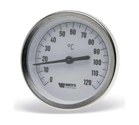 Термометр биметаллический F+R801 OR 63mm 0-120C, гильза 50 мм Watts 10005800