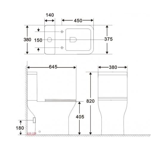 Бачок для напольного унитаза Aquanet Cube 2-C-1 слив 4.5/3 л, подключение снизу 00240209