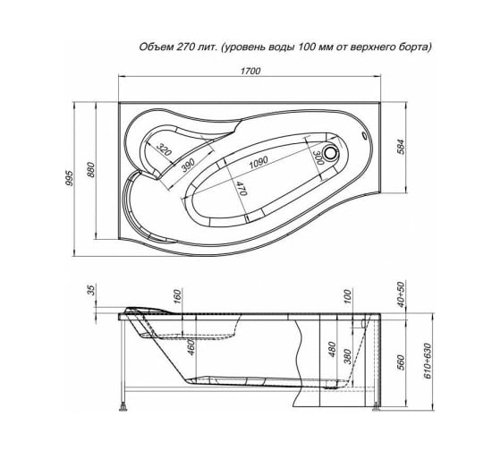 Фронтальная панель Aquanet PALMA 170 L 00176150
