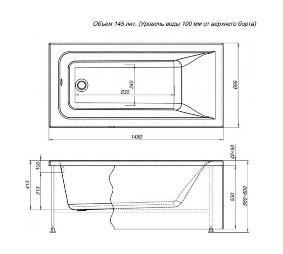 Фронтальная панель Aquanet BRIGHT 145 00239595
