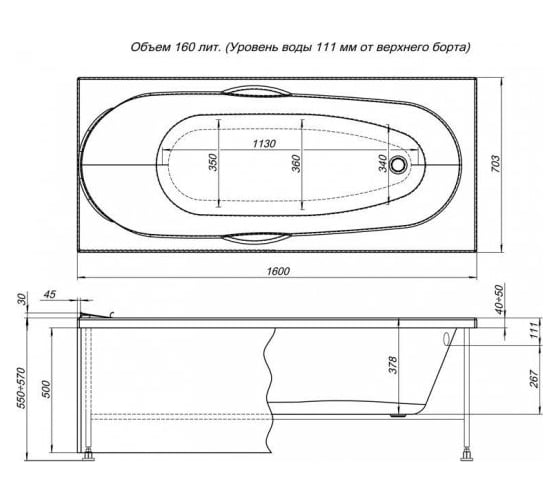 Фронтальная панель Aquanet DALI 160 00239388