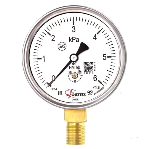 Напоромер ПО Физтех, АО НМПф 0-6 кПа кт.1,5 d.100 IP54 G1/2 РШ 4687205178756