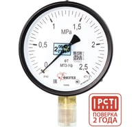 Манометр технический ПО Физтех, АО МП3-Уф 0-2,5 МПа кт.1,5 d.100 IP40 M20х1,5 РШ 4687205178398