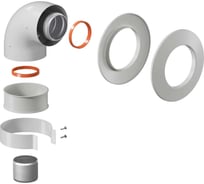 Отвод коаксиальный KRATS 60/100, Baxi, кроме ECO Nova/Classic, Ariston, Vaillant, Viessmann, Kiturami, Mizudo, Hubert, Beretta, Oasis, Wolf, Haier, Tiberis, DeDietrich, Arderia и др. хомут в комплекте + втулка D60 L-50 K-01B