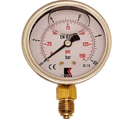 Манометр гидравлический виброустойчивый АРКАИМ WKP1007 на 10 бар, 63 мм, G 1/4" радиальный, глицериновый WKP1007R10D63G14