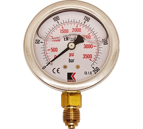 Манометр гидравлический виброустойчивый АРКАИМ WKP1007 на 250 бар, 63 мм, G 1/4" радиальный, глицериновый WKP1007R250D63G14