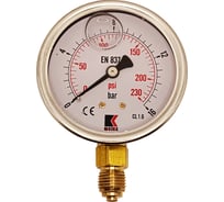 Манометр гидравлический виброустойчивый АРКАИМ WKP1007 на 16 бар, 63 мм, G 1/4" радиальный, глицериновый WKP1007R16D63G14