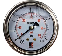 Манометр гидравлический виброустойчивый АРКАИМ WKP1007 на 4 бара, 63 мм, G 1/4" осевой, глицериновый WKP1007O4D63G14