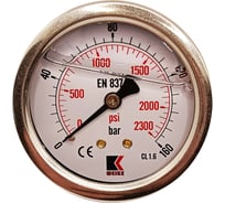 Манометр гидравлический виброустойчивый АРКАИМ WKP1007 на 160 бар, 63 мм, G 1/4" осевой, глицериновый WKP1007O160D63G14