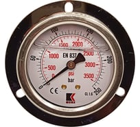 Манометр гидравлический виброустойчивый АРКАИМ WKP1007 фланцевый, на 250 бар, 63 мм, G 1/4", глицериновый WKP1007F250D63G14