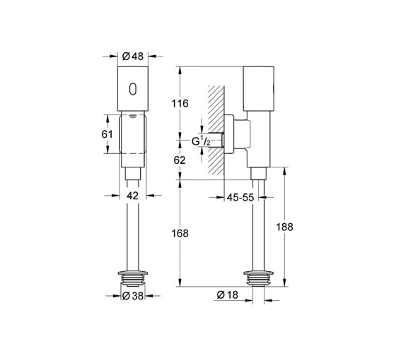 Инфракрасная электроника для писсуара Grohe Tectron Rondo наружный монтаж 37421000