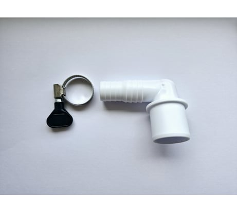 Переходник угловой для подключения сливного шланга VIVALDO d40 мм (в комплекте хомут-бабочка) ШГ111120