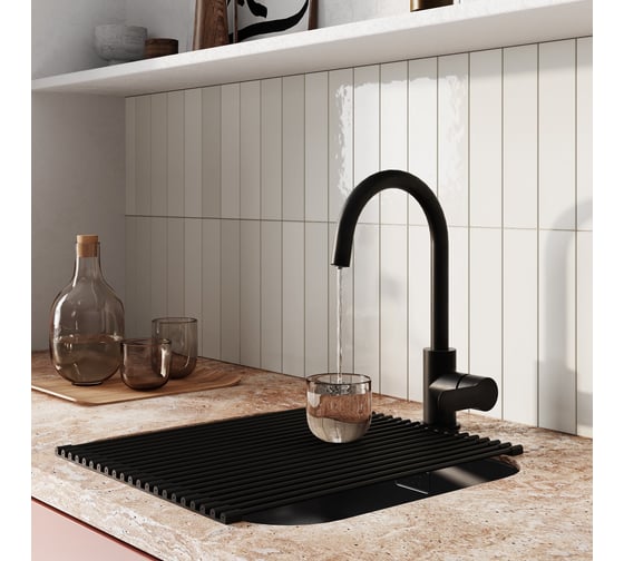 Ролл-мат IDDIS Kitchen Line нержавеющая сталь, чёрный, 353x420 мм ROL35BLi59