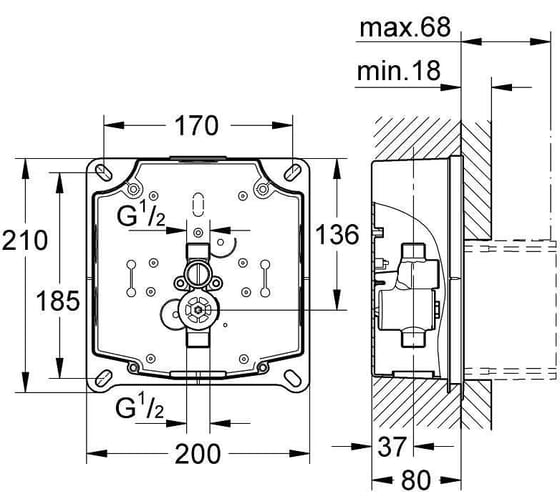 Комплект монтажа для панелей смыва GROHE Tectron 38787000