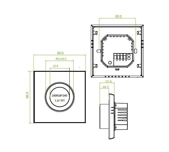 Умный термостат для электрического теплого пола UMNOO с zigbee модулем, с круглой интеллектуальной ручкой, серия 7000, черный BHT-7000GBLZB-Black trz0005