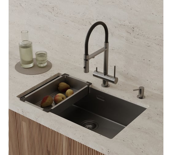 Коландер IDDIS Kitchen Line нержавеющая сталь, графит, 426x231 мм KOL23GMi59