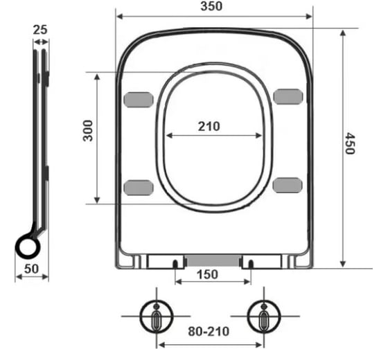 Крышка-сиденье к унитазам TIMO ТК-301, ТК-303 350450, TD-300