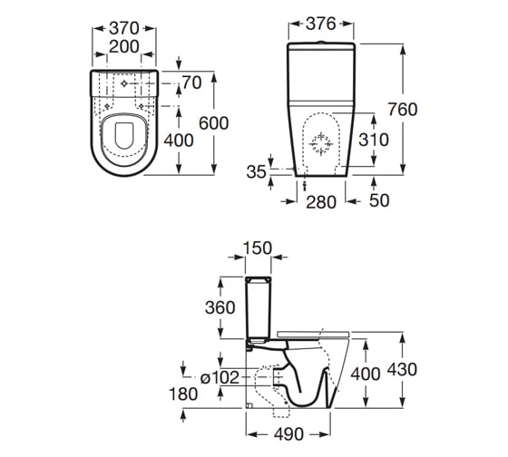 Бачок ROCA Round/Square Inspira 341520000 с механизмом двойного слива на 4,5/3 литра 00000050589